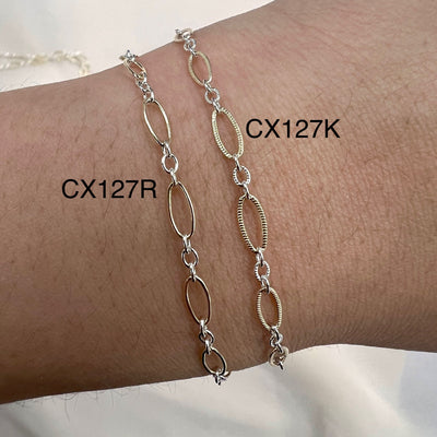 CX127R: Mixed Metal 2 Tone Long plus Short Round Oval Chain by the foot