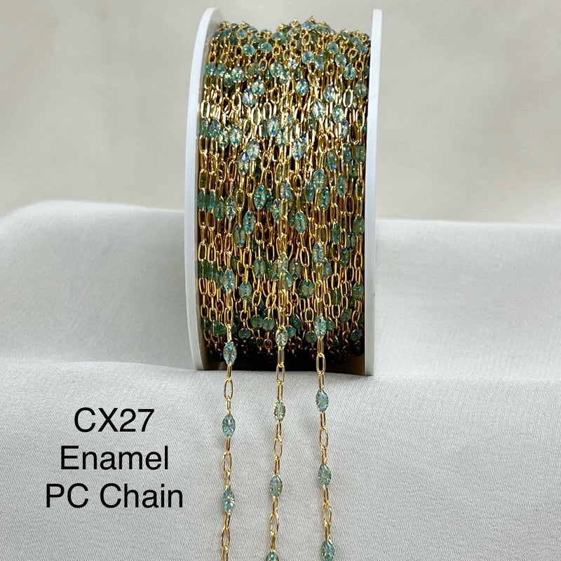 CX27: Enamel Paperclip Chain by the foot