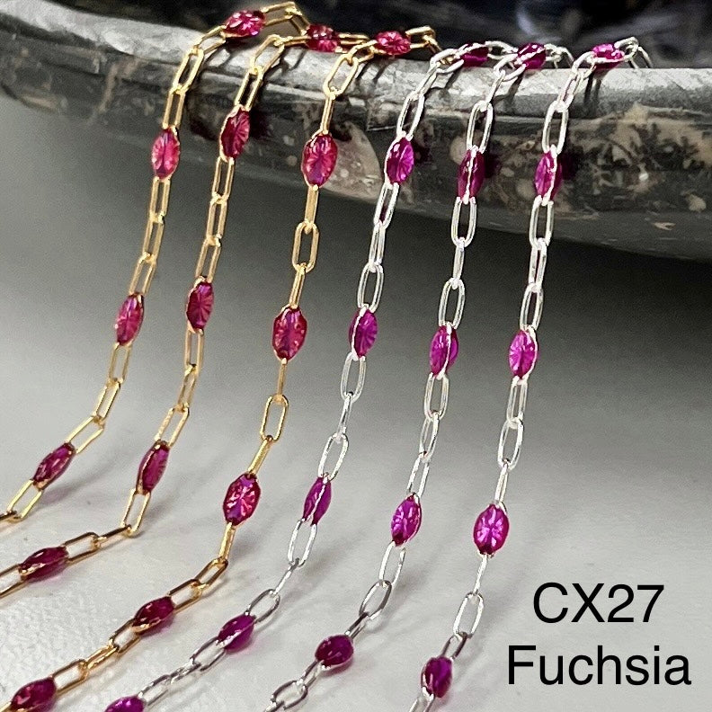 CX27: Enamel Paperclip Chain by the foot
