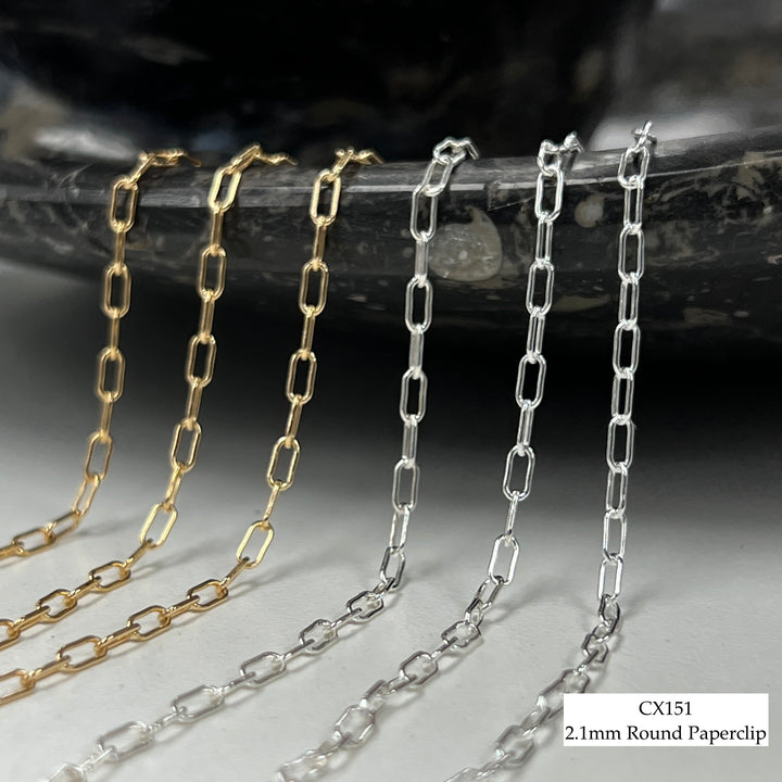 CX151 - 2.1mm Round Paperclip Chain by the foot