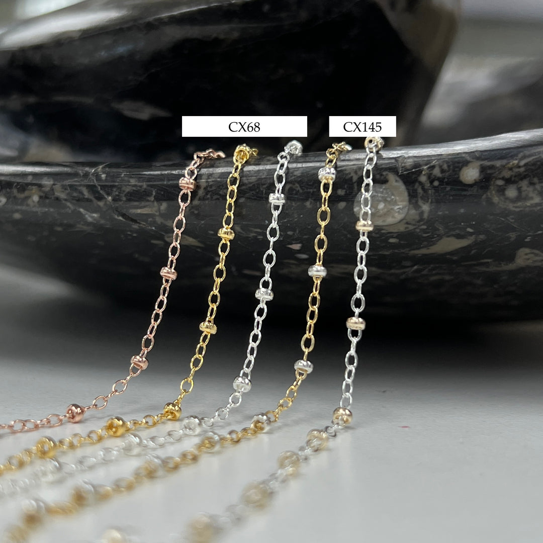 CX145 Mixed Metal 2 Tone Flat Cable Satellite Chain by the foot