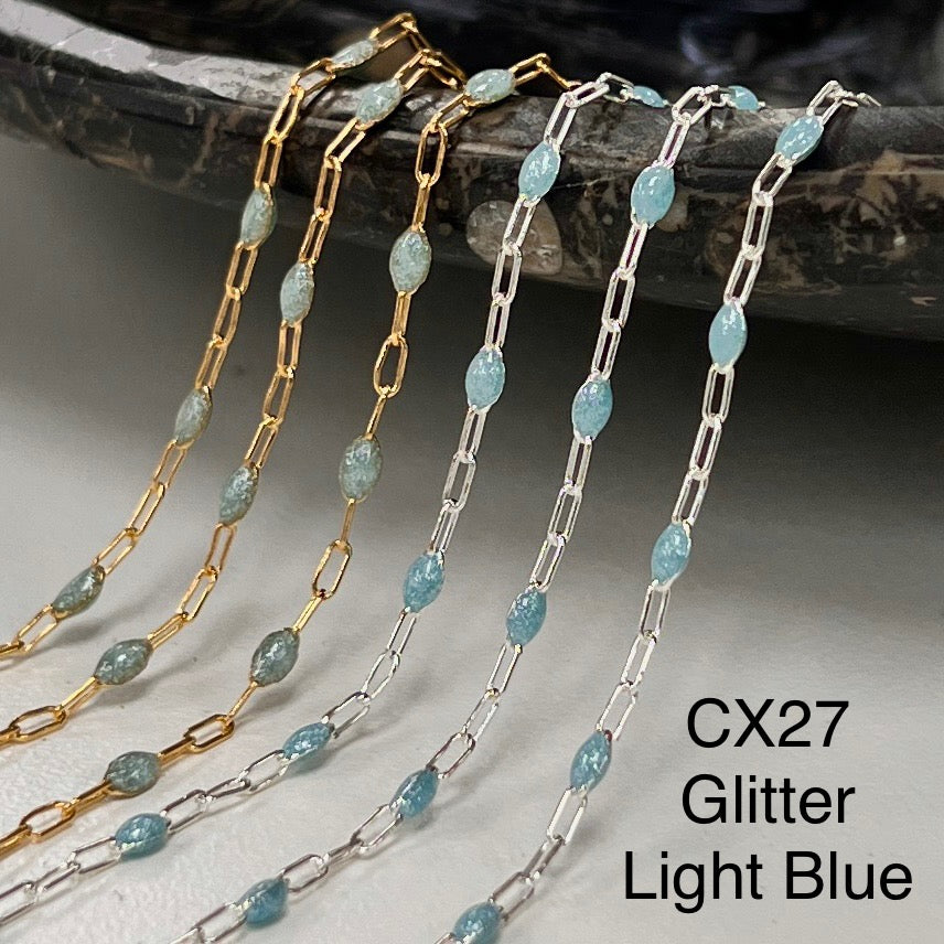 CX27: Enamel Paperclip Chain by the foot