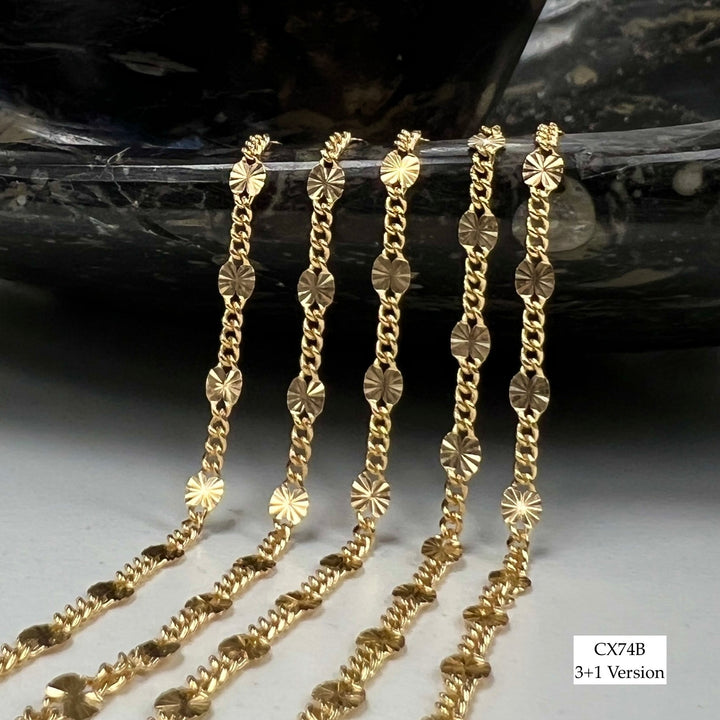 CX74B - (3+1 Version) - 3.1mm Starlight Curb Station Chain by the foot