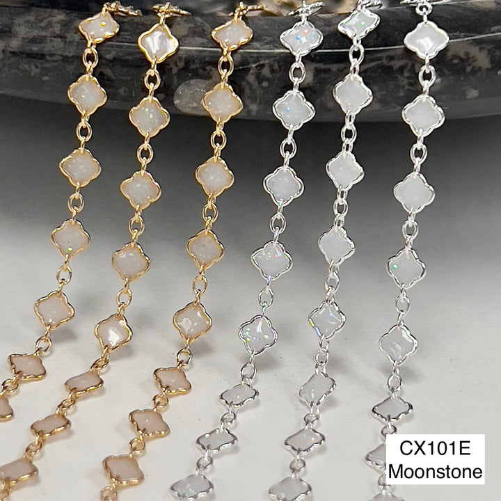 CX101E - Enamel 4.1mm Clover + Cable Link (3+1) Chain by the foot