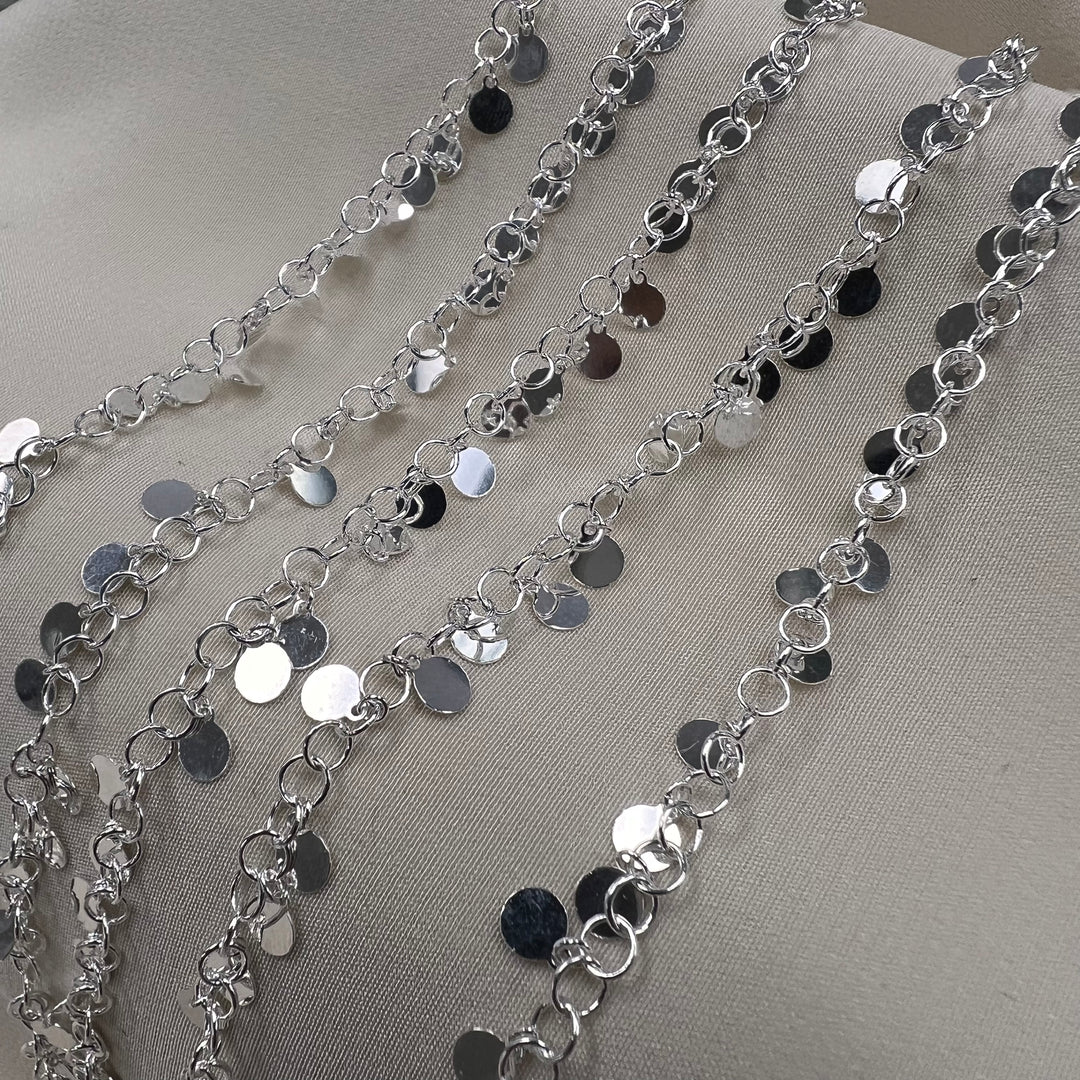 CX110: 3.8mm Wide Disco Charm Chain - Sterling Silver - by the foot