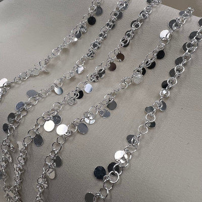 CX110: 3.8mm Wide Disco Charm Chain - Sterling Silver - by the foot