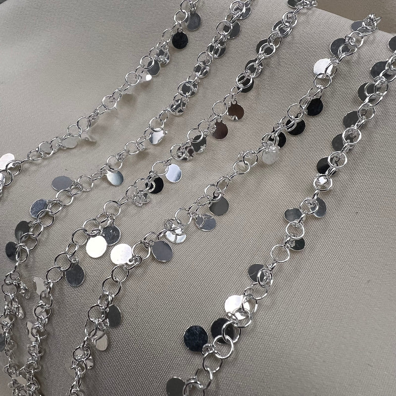 CX110: 3.8mm Wide Disco Charm Chain - Sterling Silver - by the foot