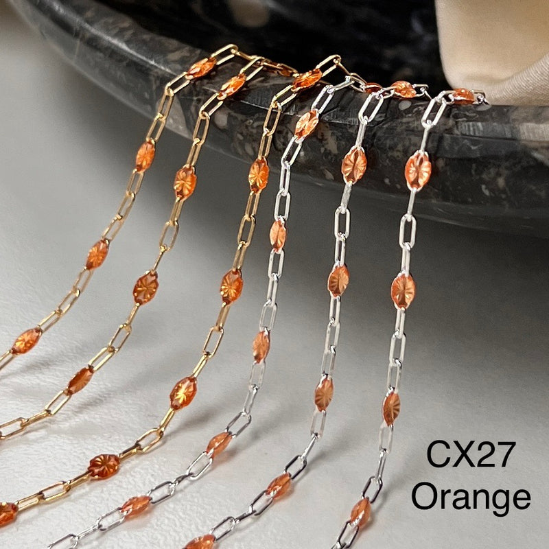 CX27: Enamel Paperclip Chain by the foot