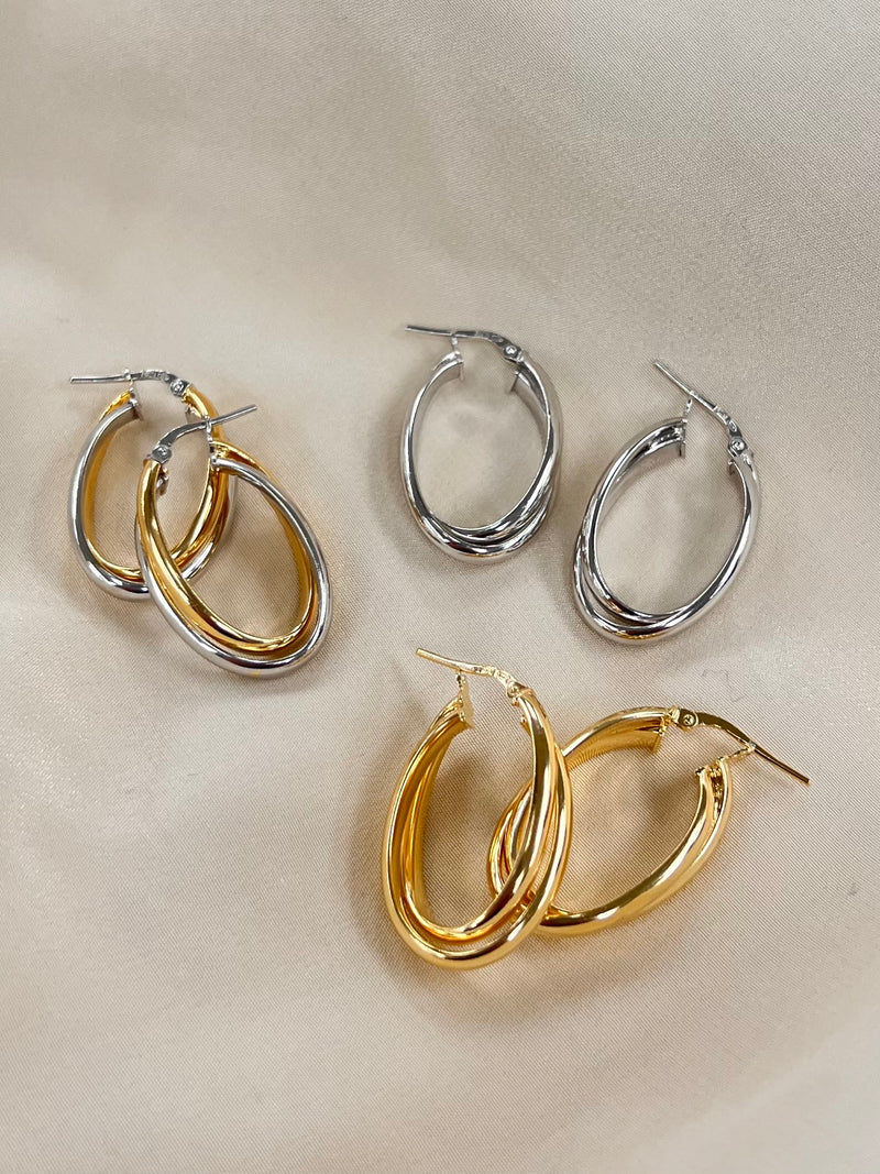 Oval Interlocking Hoops - Sterling Silver 5036