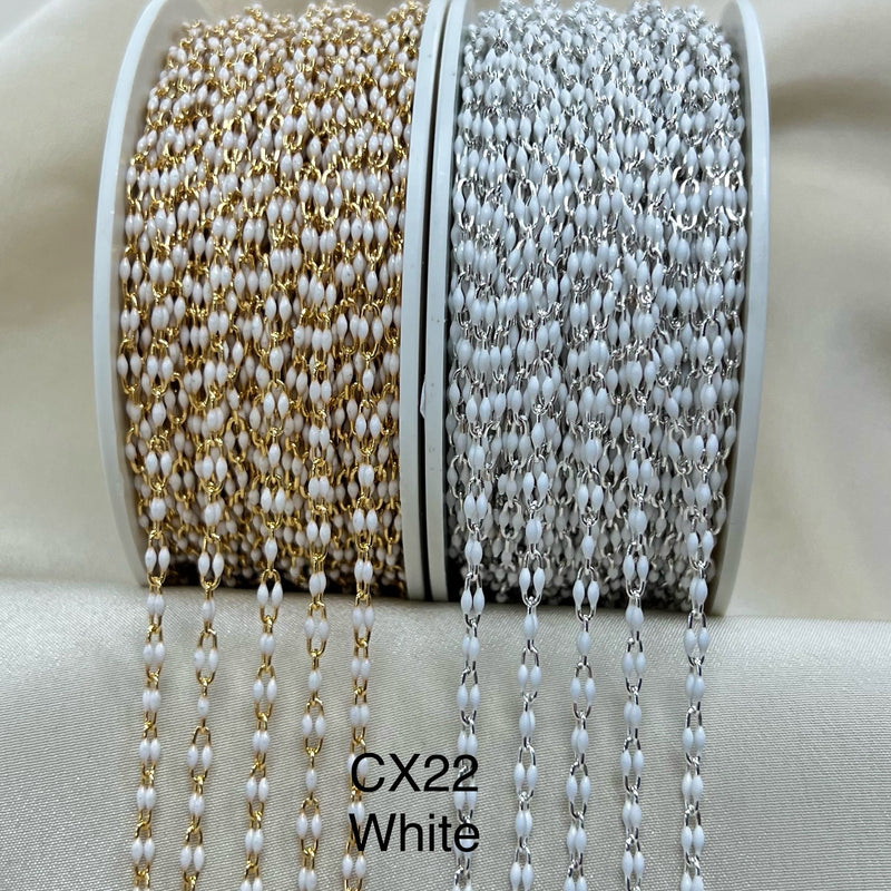 CX22 - Paperclip Enamel 2 Dot Chain by the foot