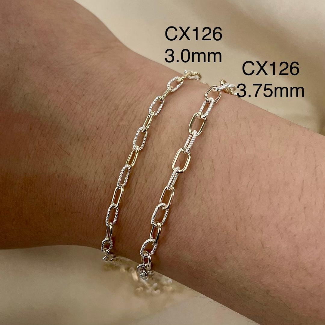CX126: Alternating Texture Paperclip Chain by the Foot