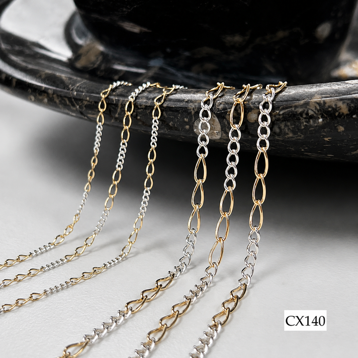 CX140: Mixed Metal Curb Chain by the foot