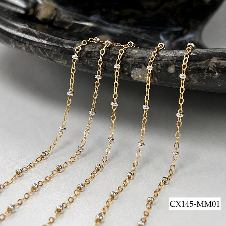 CX145 Mixed Metal 2 Tone Flat Cable Satellite Chain by the foot