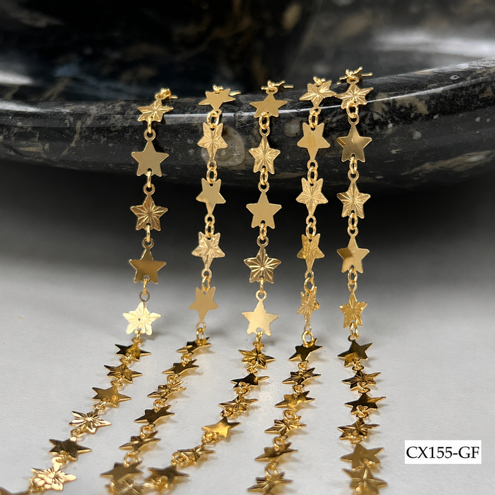 CX155 - Alternating Sunburst Star Chain by the foot