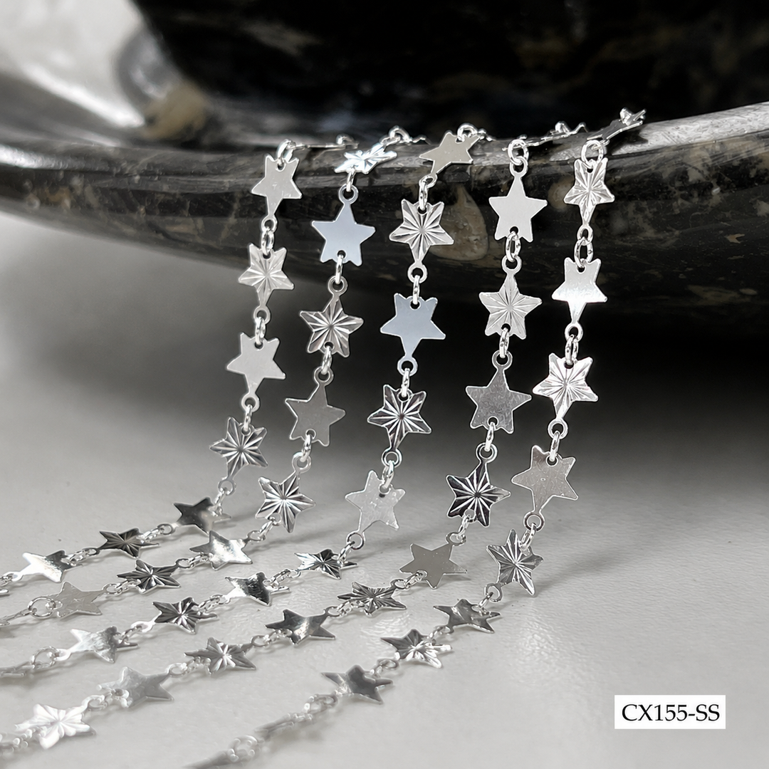 CX155 - Alternating Sunburst Star Chain by the foot