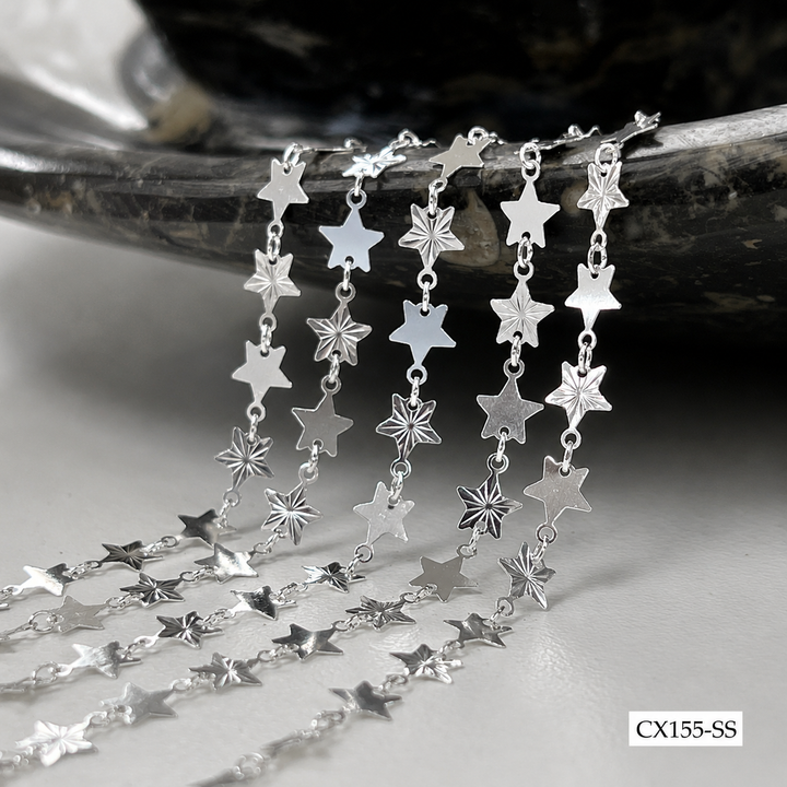 CX155 - Alternating Sunburst Star Chain by the foot