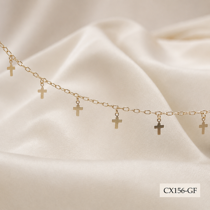 CX156 - Dangling Cross Charm Cable Chain by the foot