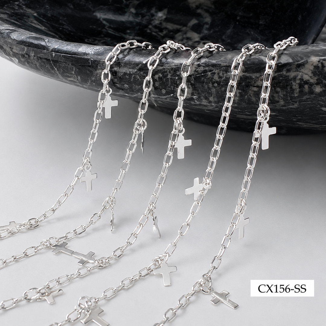 CX156 - Dangling Cross Charm Cable Chain by the foot