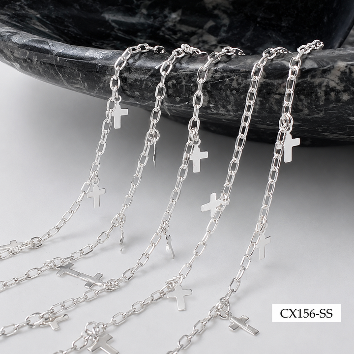 CX156 - Dangling Cross Charm Cable Chain by the foot
