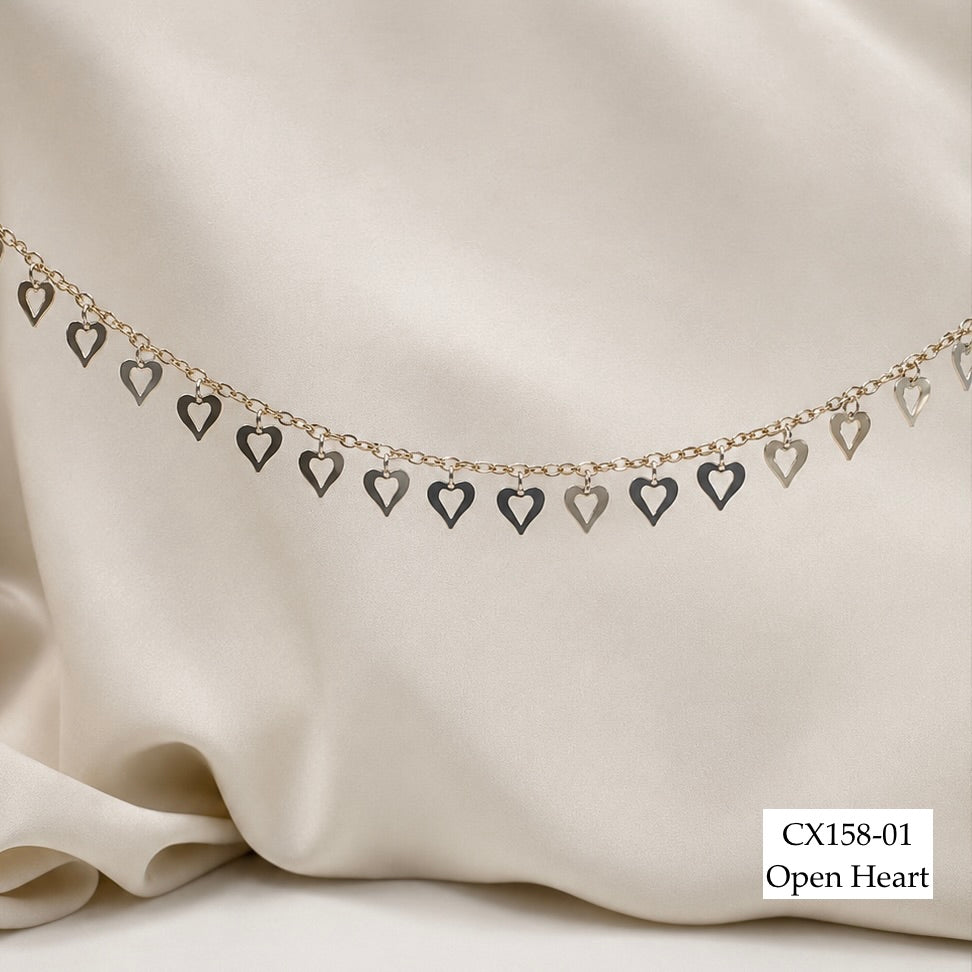 CX158 - Mixed Metal Dangling Heart Chain by the foot
