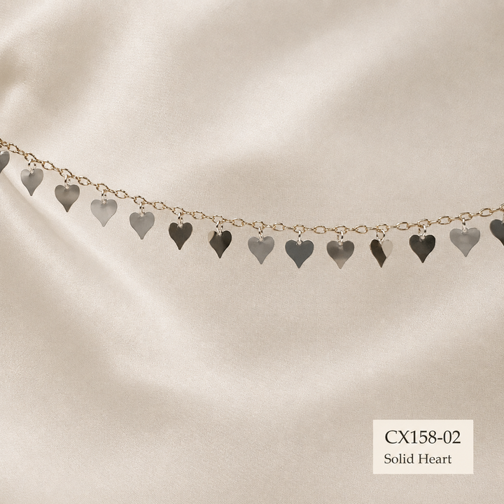 CX158 - Mixed Metal Dangling Heart Chain by the foot