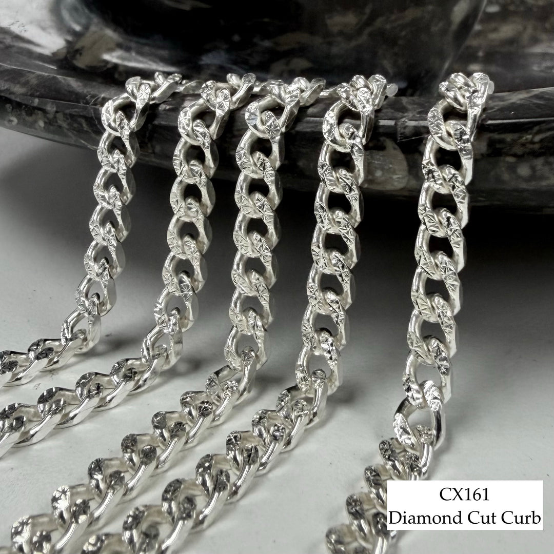 CX161 - 4.8mm Diamond Cut Curb Sterling Silver Chain by the foot