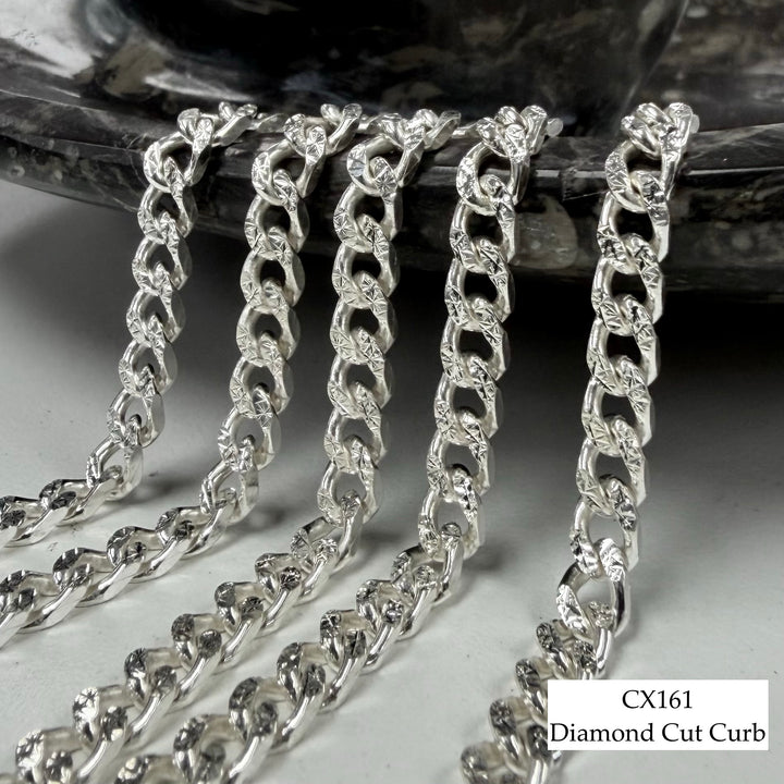 CX161 - 4.8mm Diamond Cut Curb Sterling Silver Chain by the foot