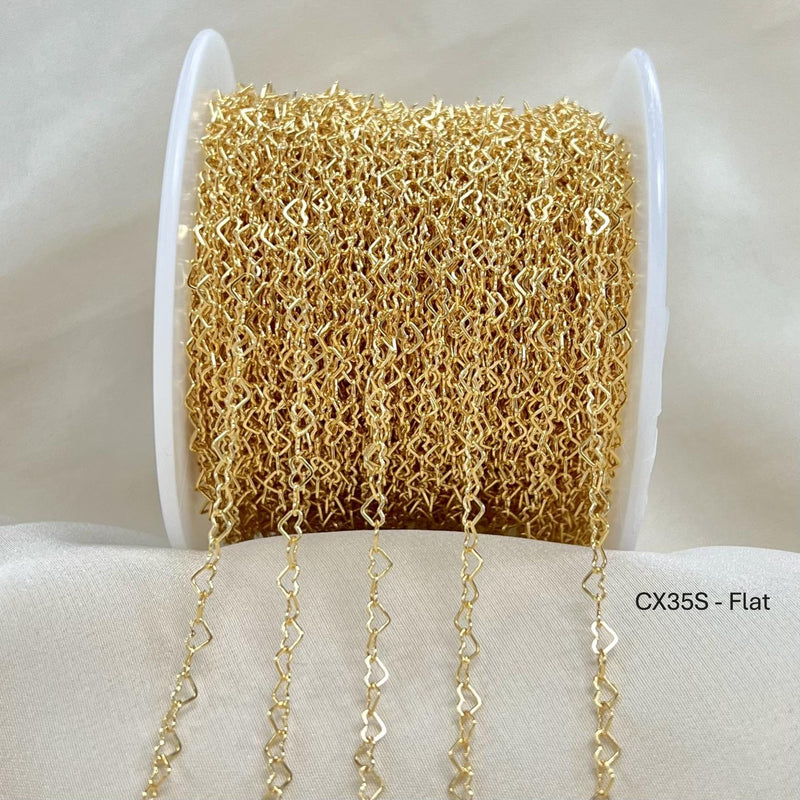 CX35S: 3.2mm Small Heart Chain by the foot