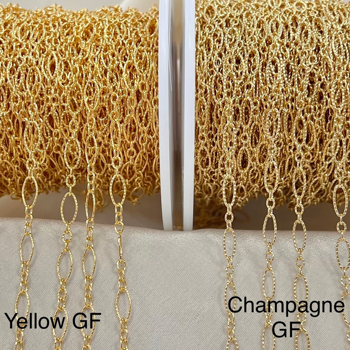 long plus short oval textured link chain on spools