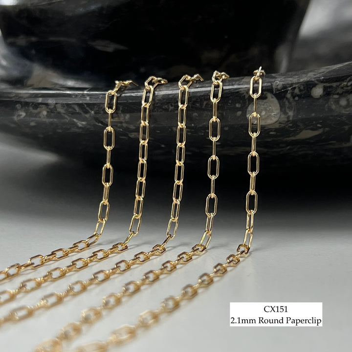 CX151 - 2.1mm Round Paperclip Chain by the foot