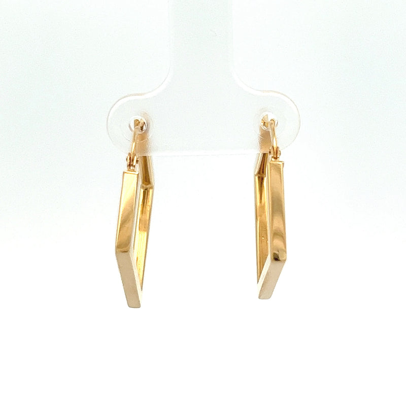 14kt Gold Diamond Shape Hoops