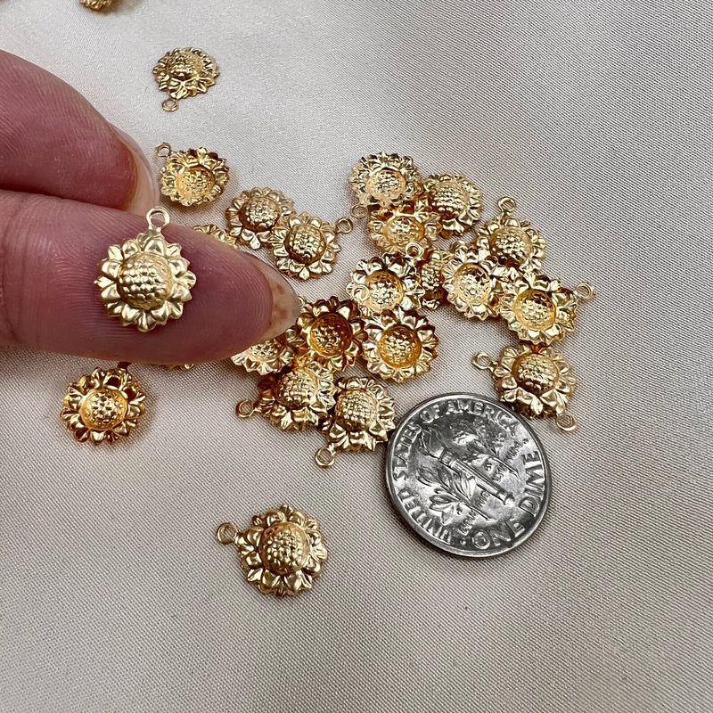 CH35 Sunflower 9mm wide GF Charm (Pack of 3)