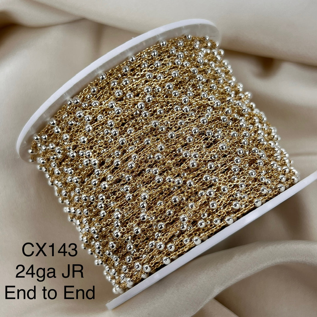 CX143: Mixed Metal 2 Tone Large Satellite Chain by the foot (26ga Jump Ring)