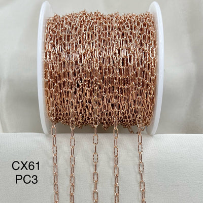 CX61-PC3: 2.6mm Textured Paperclip #3 Chain By the Foot