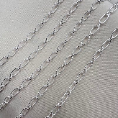 CX48-T: 3mm Textured Oval Alternating Chain by the foot