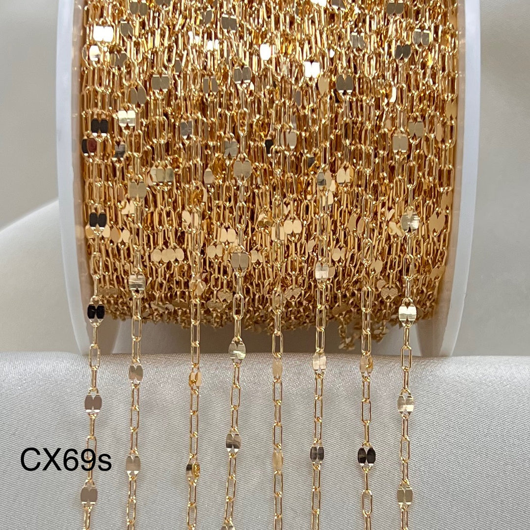 CX69S: 2.6mm Sequin + Paperclip (3+1) chain by the foot