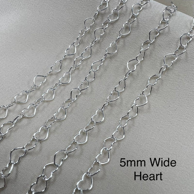 CX35S: 3.2mm Small Heart Chain by the foot