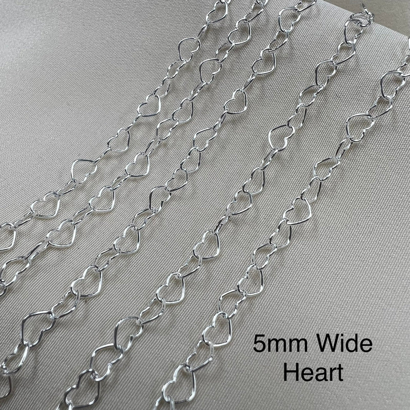 CX35S: 3.2mm Small Heart Chain by the foot