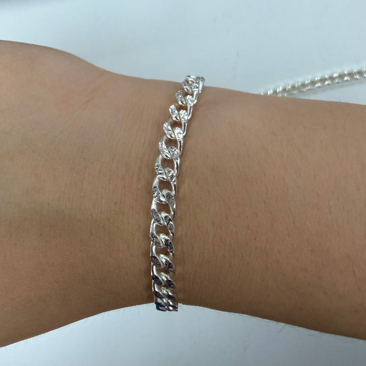 CX161 - 4.8mm Diamond Cut Curb Sterling Silver Chain by the foot