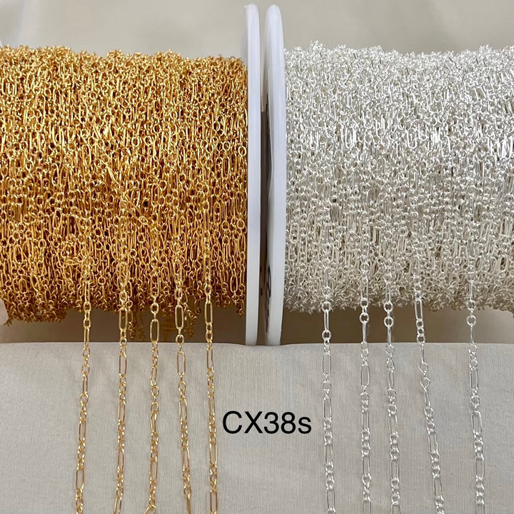 CX38S: Long + Short 1.7mm small PC chain by the foot