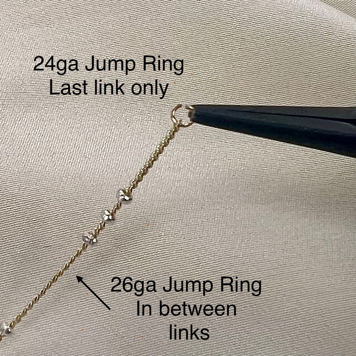 CX125: Mixed Metal 2 Tone Triple Bead Curb Satellite Chain by the foot (26ga Jump Ring)