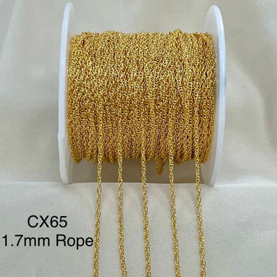 CX65: 1.7mm Rope Chain by the foot