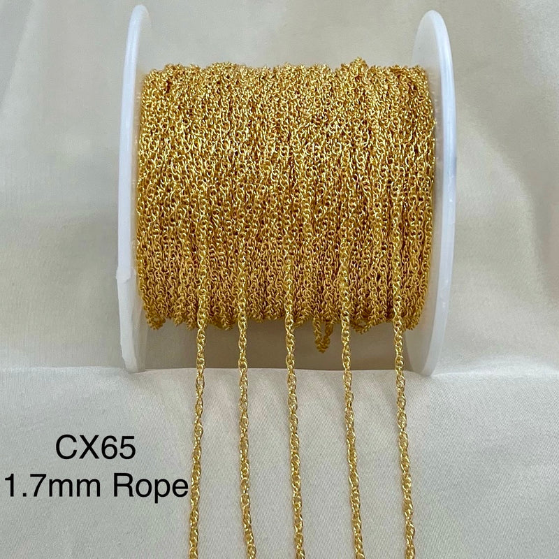CX65: 1.7mm Rope Chain by the foot