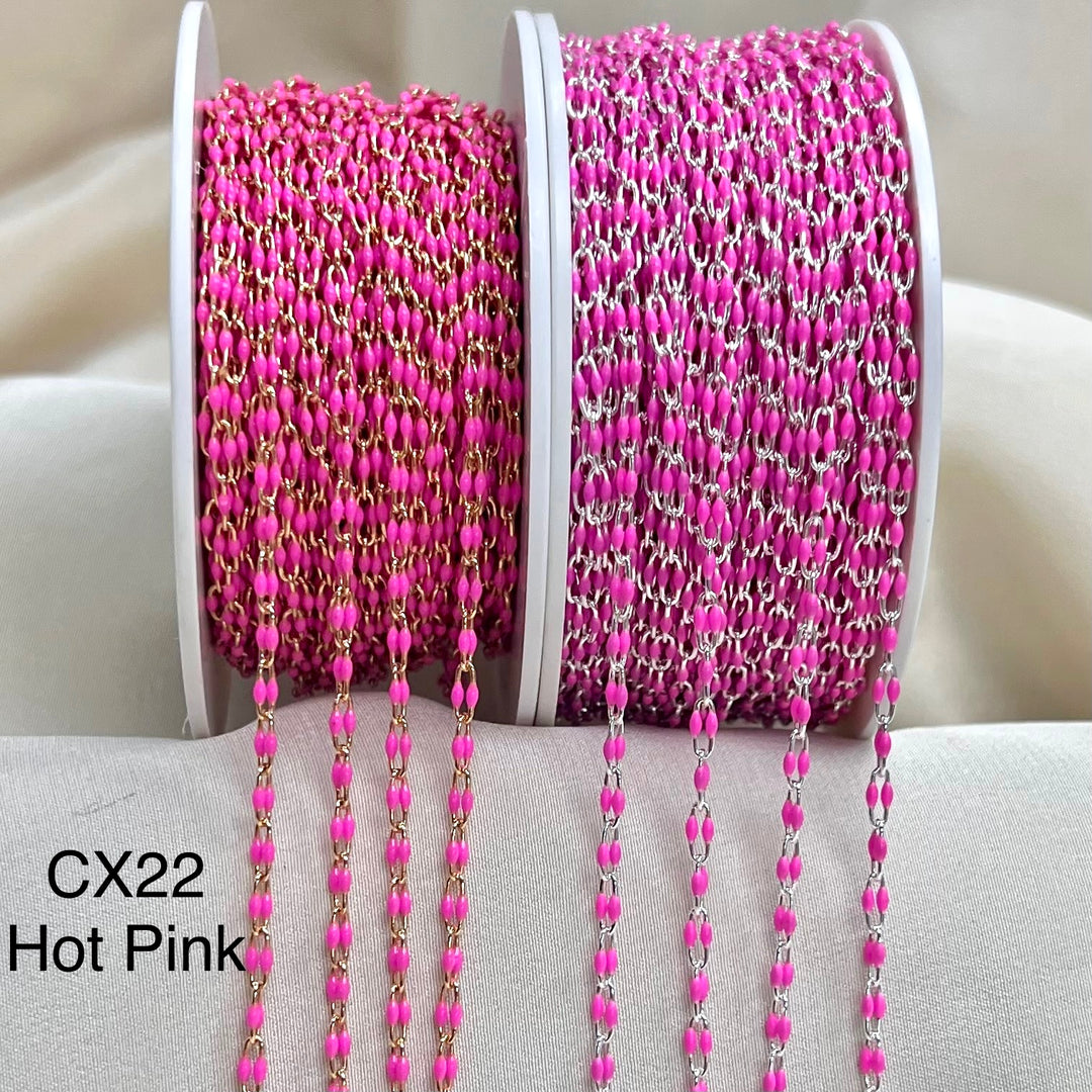 CX22 - Paperclip Enamel 2 Dot Chain by the foot