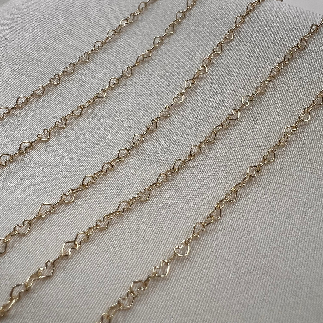 14kt Gold -  Baby Heart Chain by the inch