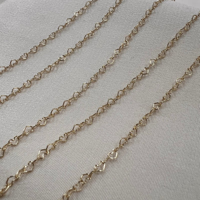 14kt Gold -  Baby Heart Chain by the inch
