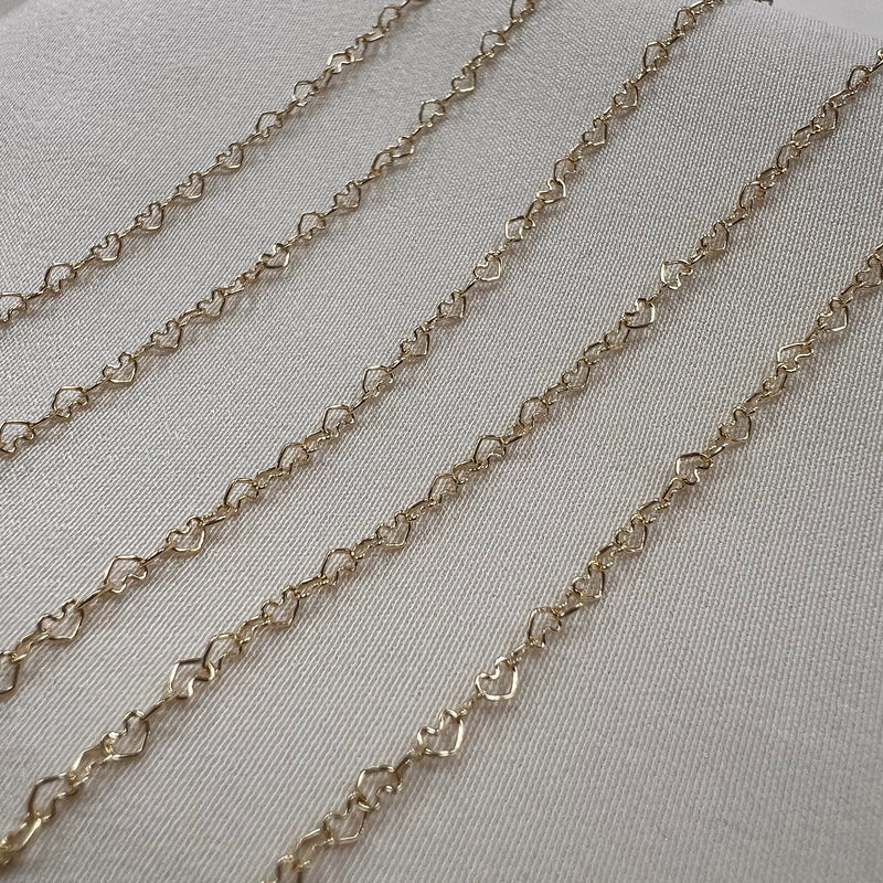 14kt Gold -  Baby Heart Chain by the inch