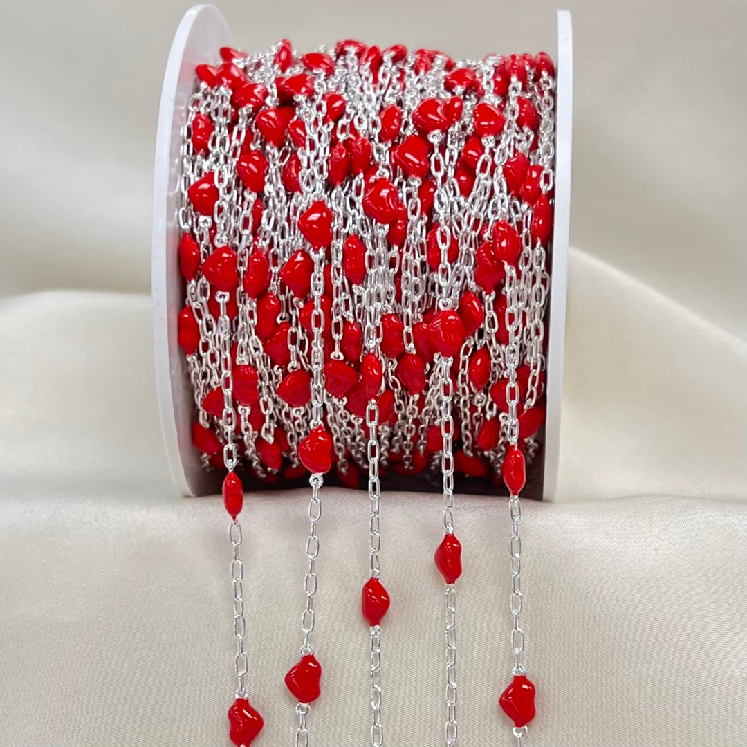CX112 - Heart + Paperclip Sterling Silver Chain by the foot