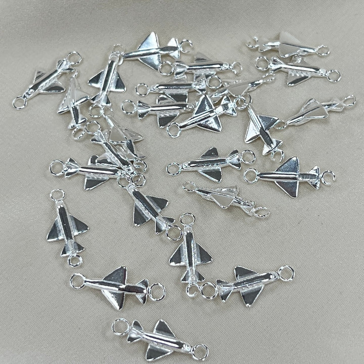 CN55 - Airplane Sterling Silver Connector (Pack of 2)