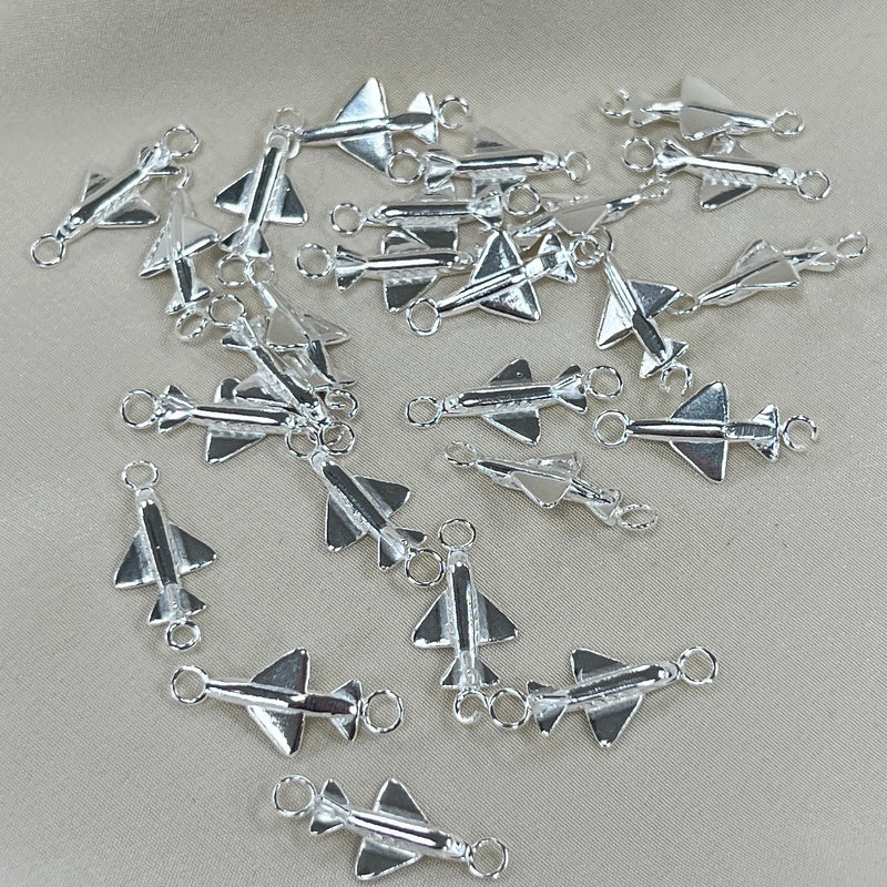 CN55 - Airplane Sterling Silver Connector (Pack of 2)